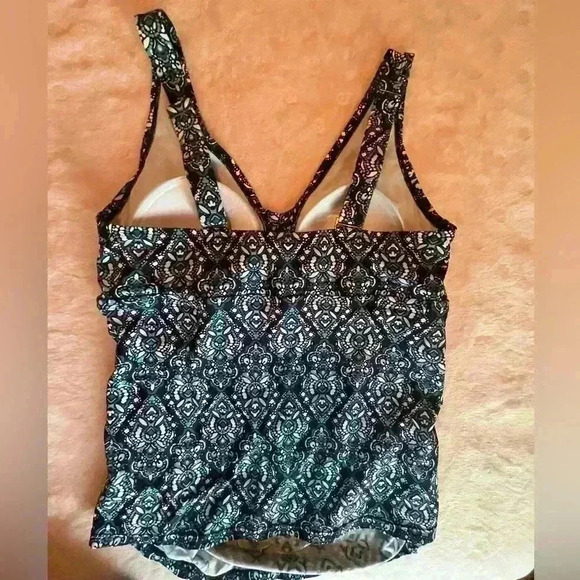 Kona Sol Tankini With Blue Pattern, Padded Cups SZ Large - Picture 5 of 7